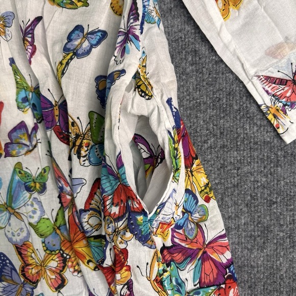 La Cera Womens Tunic Top Butterflies Size Medium Colorful Nature Sheer - Picture 4 of 8